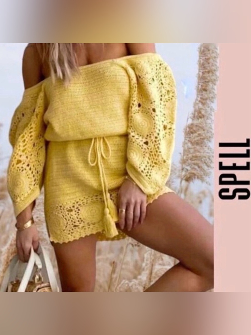 ✨Vintage Spell Yellow Crochet MIDI Dress✨